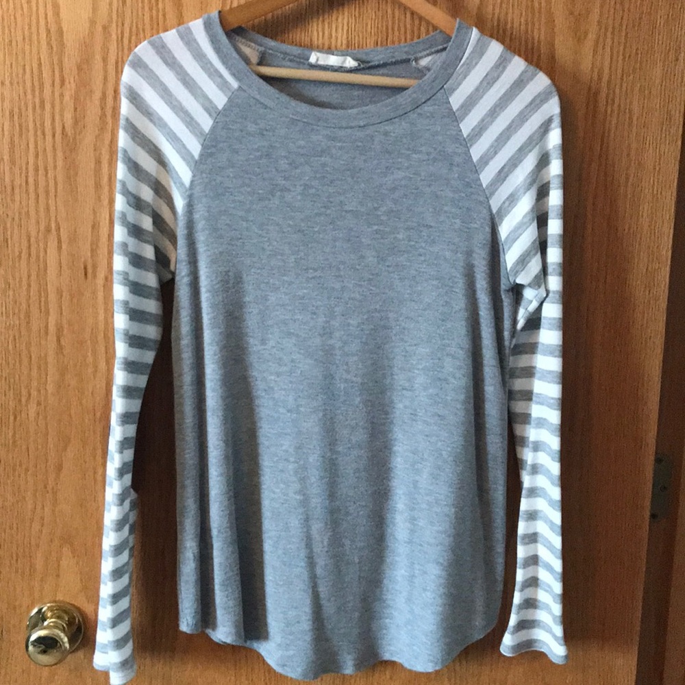 Cute long sleeve striped shirt with elbow patches